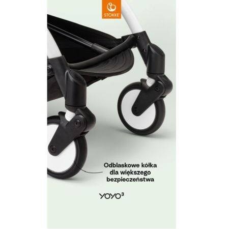 Stokke Yoyo 3 - wózek spacerowy z gondolą i odblaskowymi kołami