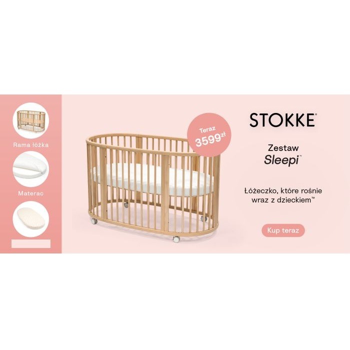 Stokke&#x20;Sleepi&#x20;Bed&#x20;&#x2B;&#x20;Mattress&#x20;&#x2B;&#x20;Fitted&#x20;Sheet&#x20;-&#x20;&#x0142;&#xF3;&#x017C;eczko&#x20;z&#x20;materacem&#x20;i&#x20;prze&#x015B;cierad&#x0142;em
