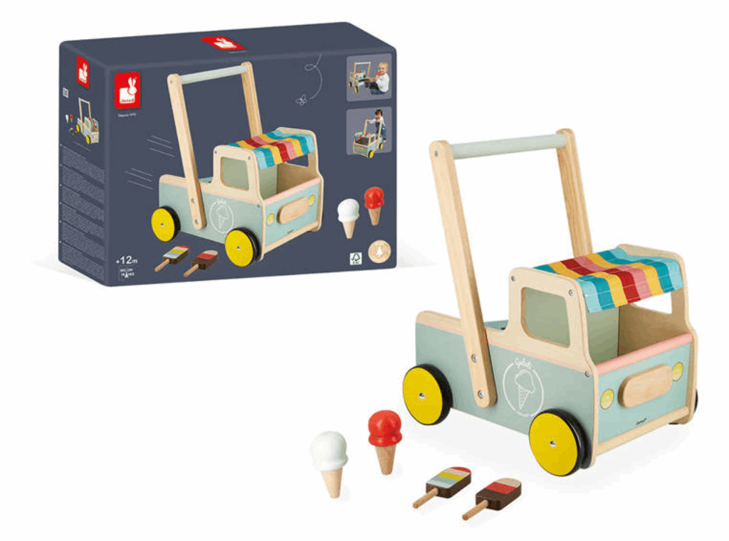 Janod&#x20;Drewniany&#x20;pchacz&#x20;Furgonetka&#x20;z&#x20;lodami&#x20;12m&#x2B;&#x20;-&#x20;08049&#x20;w&#x20;mamaija