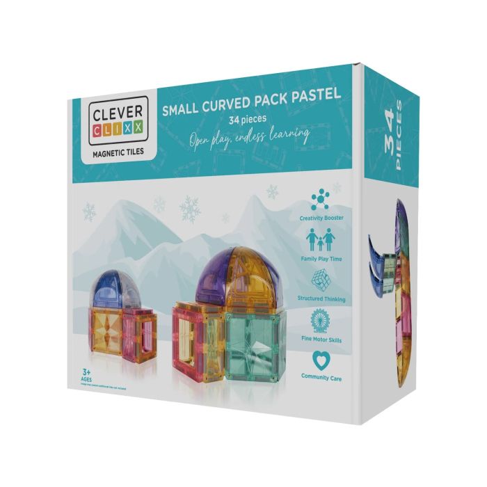 Cleverclixx&#x20;Klocki&#x20;magnetyczne&#x20;Small&#x20;Curved&#x20;Pack&#x20;Pastel&#x20;-&#x20;34&#x20;el.