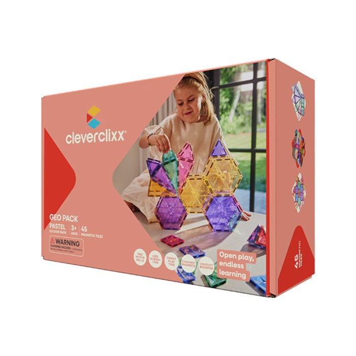 Cleverclixx Klocki magnetyczne Geo Pack Pastel 45 el.
