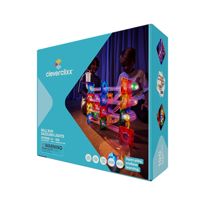 Cleverclixx Klocki magnetyczne Ball Run Dazzling Lights Pack Intense - 100 el.