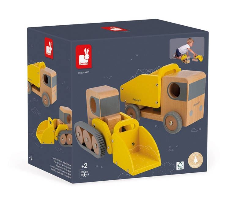 Janod&#x20;Wywrotka&#x20;i&#x20;spychacz&#x20;drewniane&#x20;Bolid&#x20;2&#x2B;&#x20;-&#x20;04634&#x20;w&#x20;mamaija