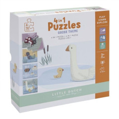 Little Dutch Puzzle 4 rodzaje zwierzątek Little Goose LD4754 opakowanie, karton
