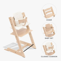 Stokke Tripp Trapp Bundle - krzesełko do karmienia + zestaw Baby Set V2 + poduszka Classic