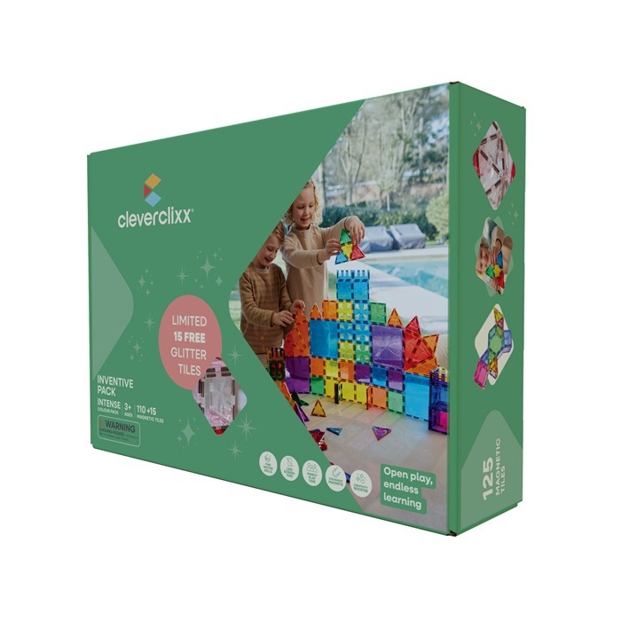 Cleverclixx Klocki magnetyczne Inventive Pack Intense - 110 + 15 elementów GRATIS