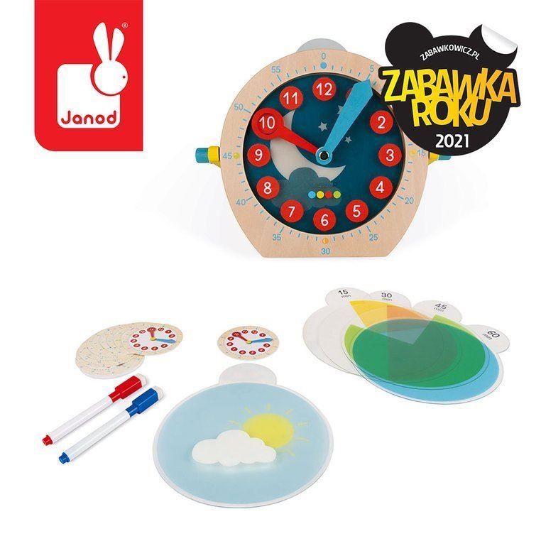 Janod&#x20;Drewniany&#x20;zegar&#x20;do&#x20;nauki&#x20;o&#x20;czasie&#x20;Essentiel&#x20;-&#x20;05076&#x20;w&#x20;mamaija