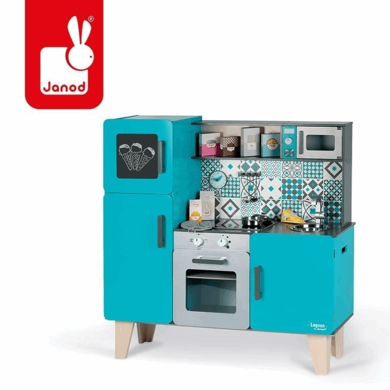 Janod&#x20;Kuchnia&#x20;drewniana&#x20;XL&#x20;z&#x20;d&#x017A;wi&#x0119;kiem&#x20;i&#x20;15&#x20;akcesoriami&#x20;Lagoon&#x20;zestaw