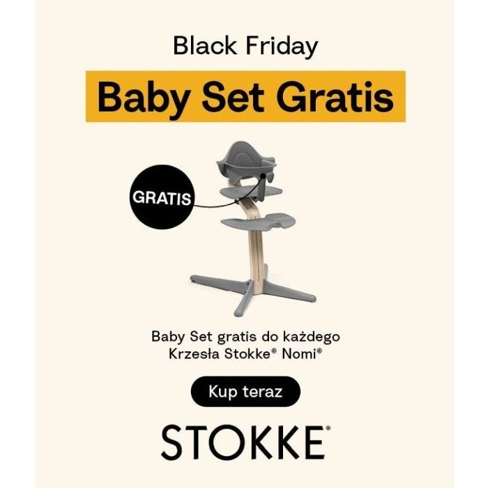 Stokke&#x20;Nomi&#x20;z&#x20;Baby&#x20;Set&#x20;-&#x20;krzese&#x0142;ko&#x20;z&#x20;zestawem&#x20;dzieci&#x0119;cym