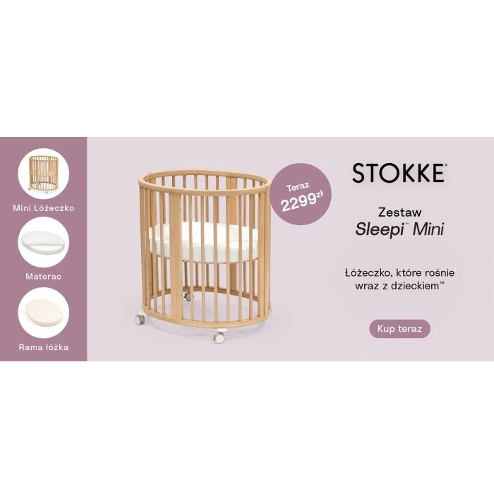 Stokke&#x20;Sleepi&#x20;Mini&#x20;Bed&#x20;&#x2B;&#x20;Mattress&#x20;&#x2B;&#x20;Fitted&#x20;Sheet&#x20;-&#x20;&#x0142;&#xF3;&#x017C;eczko&#x20;mini&#x20;z&#x20;materacem&#x20;i&#x20;prze&#x015B;cierad&#x0142;em