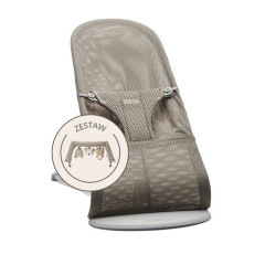 Babybjorn Leżaczek Bliss Mesh Szary Beż z zabawką Soft Friends