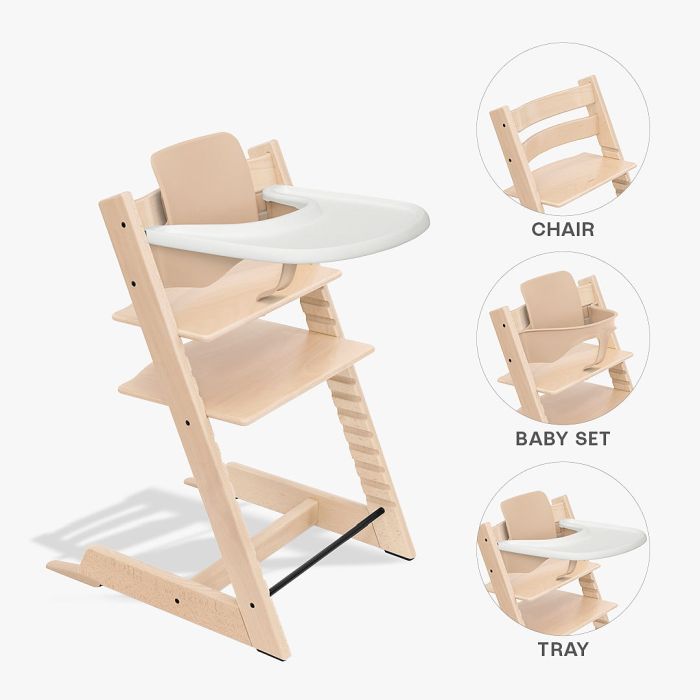 Stokke Tripp Trapp Bundle - krzesełko do karmienia + zestaw Baby Set V2 + tacka 