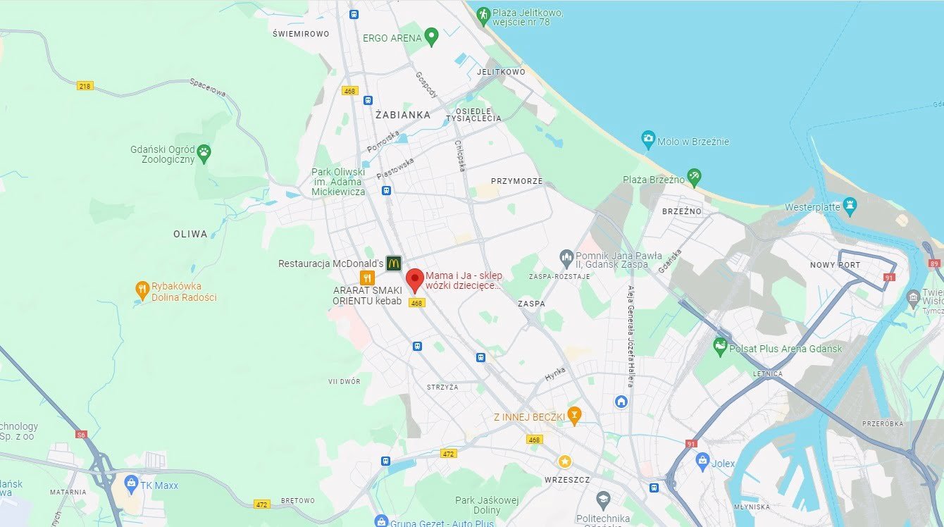 mapa dojazdu sklep Mama i Ja Gdańsk 