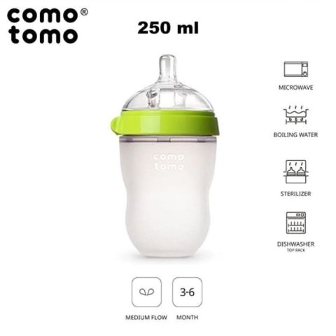 COMOTOMO - antykolkowa butelka silikonowa MOM'S BREAST 250 ml