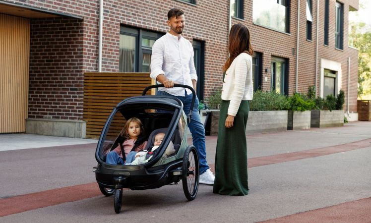 Hamax Outback Next 2 - podwójna przyczepka rowerowa z funkcją wózka spacerowego