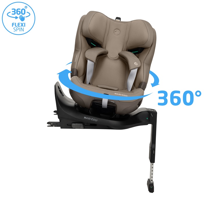 Obrót fotelika Maxi-Cosi Emerald 360 Plus jedną ręką w stronę drzwi