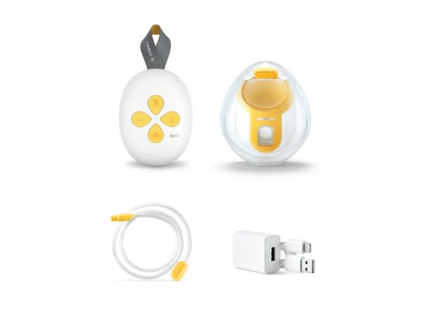 Muszla Medela Solo Hands-free rozłożona na lejek, membranę i pojemnik
