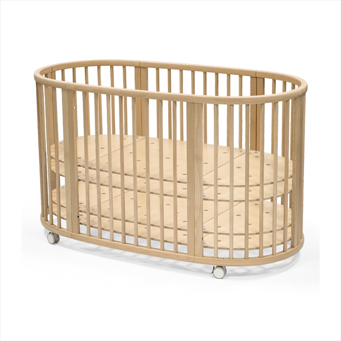 Łóżeczko dziecięce owalne Stokke Sleepi w kolorze Natural, regulacja podkładu pod materac