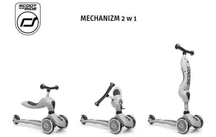 ScootandRide Highwaykick1 Push and Go 2w1 z łatwą zmianą funkcji