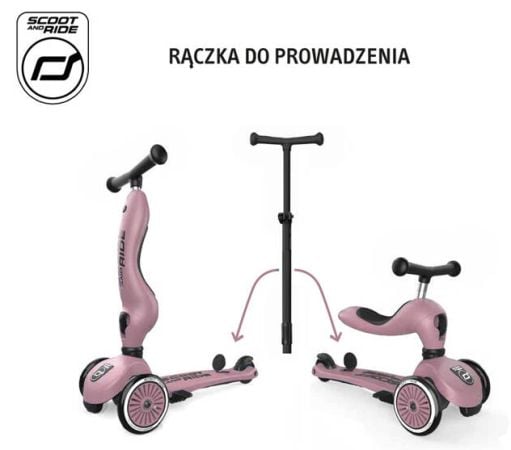 ScootandRide Highwaykick1 Push and Go 2w1 - jeździk i hulajnoga z wygodną rączką do prowadzenia